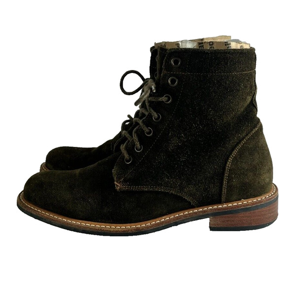 Nisolo Boot Mens 9.5 Brown Leather Suede Amalia All-Weather Lace Up Combat - Picture 1 of 12